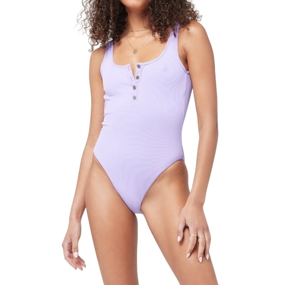 20. Ribbed Float on One Piece Swimsuit in lavender